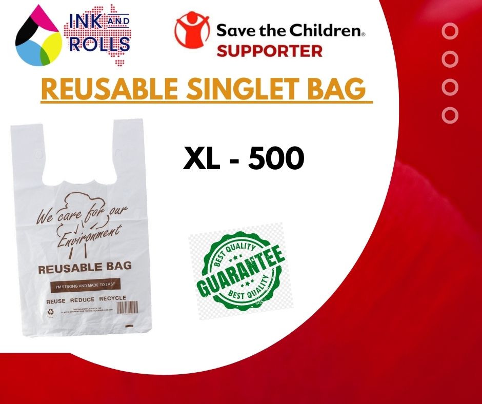 Reusable Extra Large Plastic Singlet Shopping carry bags - XL