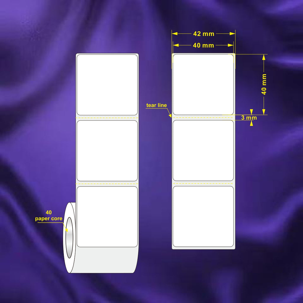1 Roll 40mm Round Circle Direct Thermal Labels White - 1200 Labels per Roll / Core 40mm, diameter 95mm