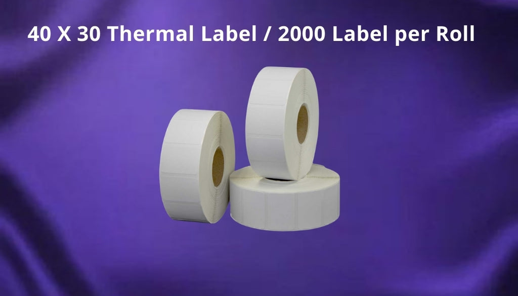 40x30 Thermal Labels 2000 Labels Per Roll 38mm Core 1 Roll