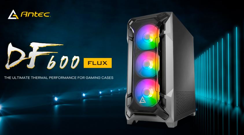 (LS) Antec DF600 FLUX ATX,  5 x120mm Fans Included, 3x ARGB  2x PWM + Fan Controller, Tempered Glass Side, 2x USB 3.0 High Airflow Thermal Gaming Cas