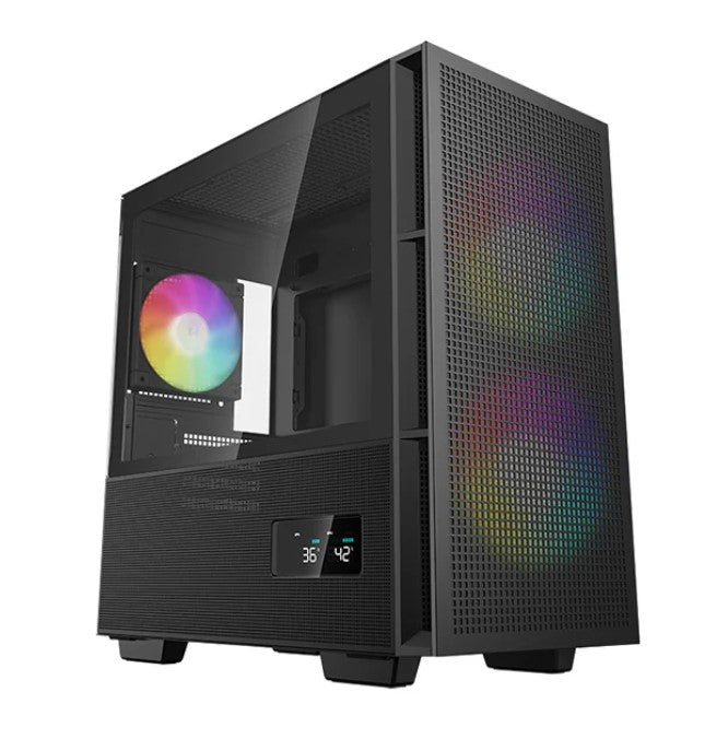 Deepcool CH360 Digital Black Micro ATX Case, Tempered Glass Window,1x USB 3.0, 1x USB-C, HD Audio, 2x 140mm ARGB and 1x 120mm ARGB Pre-installed Fans