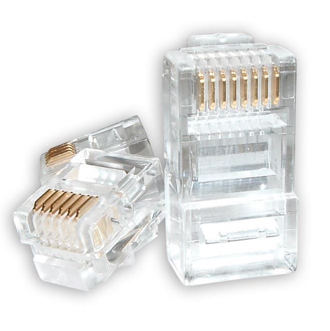 Astrotek RJ45 Jack Connector Modular Plug Crimp 8P8C CAT5e LAN Network Ethernet Head 2 Prong Blade 3u" Transparent (20/pack)