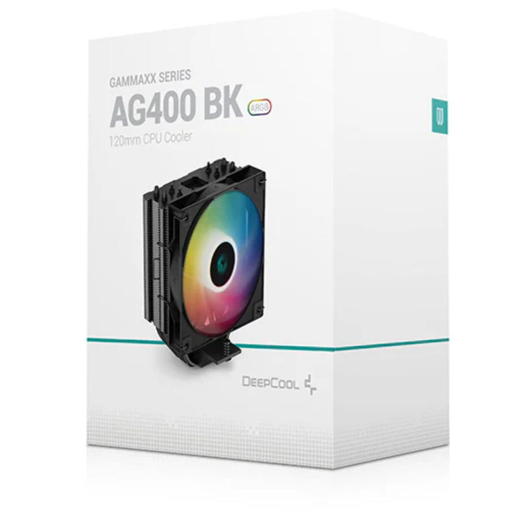 DeepCool AG400 Black ARGB Single Tower CPU Cooler,TDP 220W,120mm Static ARGB Fan, Direct-Touch Copper Heat Pipes, Intel LGA1700/AMD AM5 Support