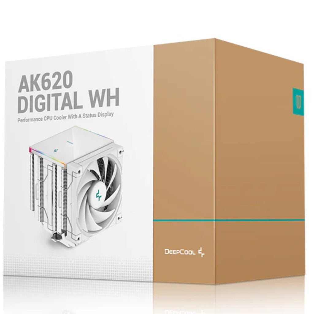 DeepCool AK620 White Performance Dual Tower CPU Cooler, 6 Copper Heat Pipes, 2x 120 FDB Fans,  260W Heat Dissipation LGA2066/2011-v3/1200/1511/1700