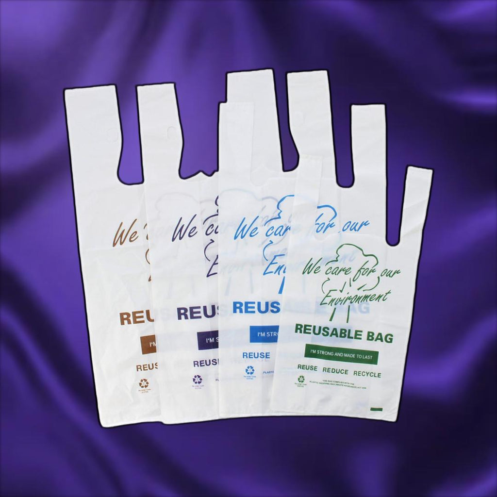 Reusable SMALL Plastic Singlet Shopping carry bags 910Bags