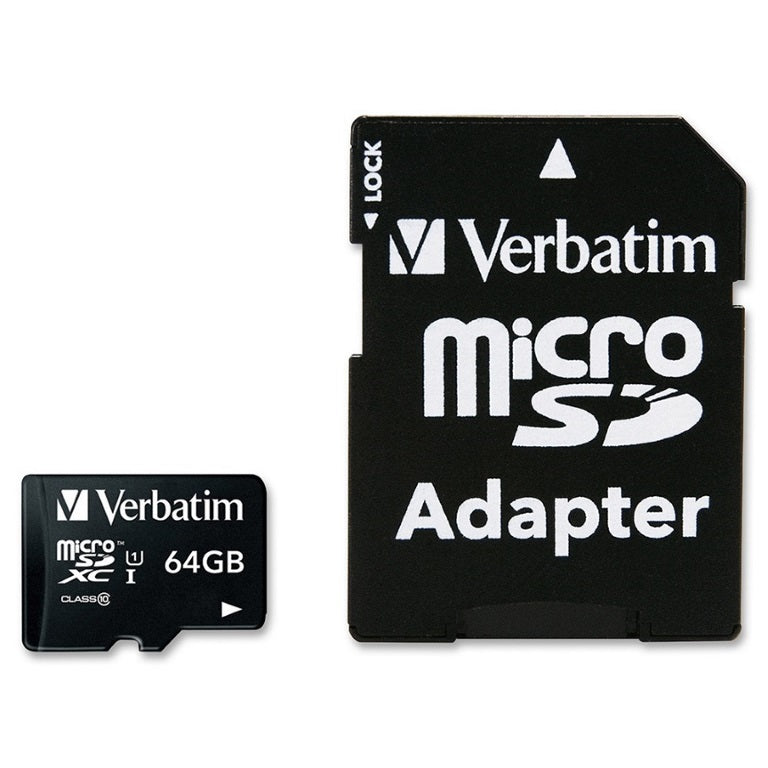 Verbatim 64GB Micro SDXC Card Class 10 UHS-I With Adaptor Up to 45MB/Sec 300X read speed(LS)