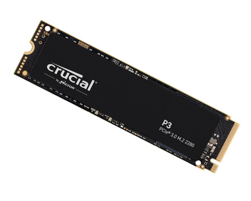 Crucial P3 500GB Gen3 NVMe SSD 3500/1900 MB/s R/W 110TBW 350K/460K IOPS 1.5M hrs MTTF Full-Drive Encryption M.2 PCIe3 5yrs ~MZ-V7S500BW