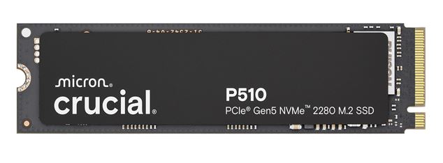 Crucial P510 1TB Gen5 2280 NVMe M.2 SSD 11,000/9,500 MB/s R/W 600TBW 1.5M IOPS 1.5M hrs MTTF Full-Drive Encryption 5yrs