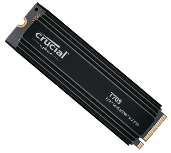 Crucial T705 1TB Gen5 NVMe SSD Heatsink - 13600/10200 MB/s R/W 600TBW 1.4M IOPs 1.5M hrs MTTF with DirectStorage for Intel 14th Gen  AMD Ryzen 7000