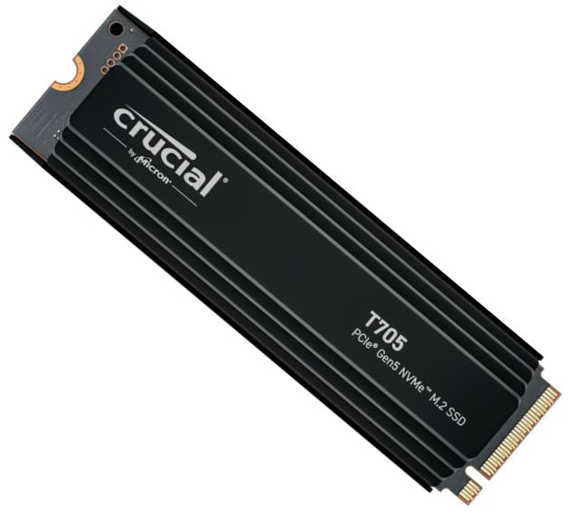 Crucial T705 2TB Gen5 NVMe SSD Heatsink - 14500/12700 MB/s R/W 1200TBW 1.5M IOPs 1.5M hrs MTTF with DirectStorage for Intel 14th Gen  AMD Ryzen 7000