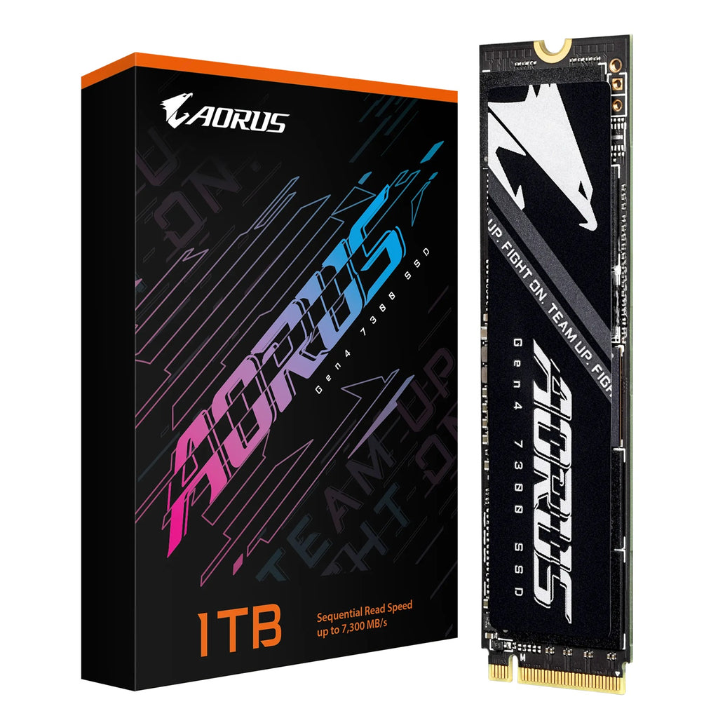 Gigabyte AORUS Gen4 7300 SSD M2 1TB PCI-Express 4.0 x4, NVMe 1.4, Sequential Read ~7300 MB/s, Sequential Write ~6000 MB/s