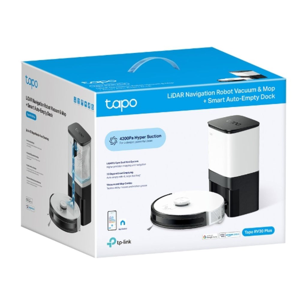 TP-Link Tapo RV30 Plus LiDAR Navigation Robot Vacuum  Mop + Smart Auto-Empty Dock | Tapo RV30 Plus