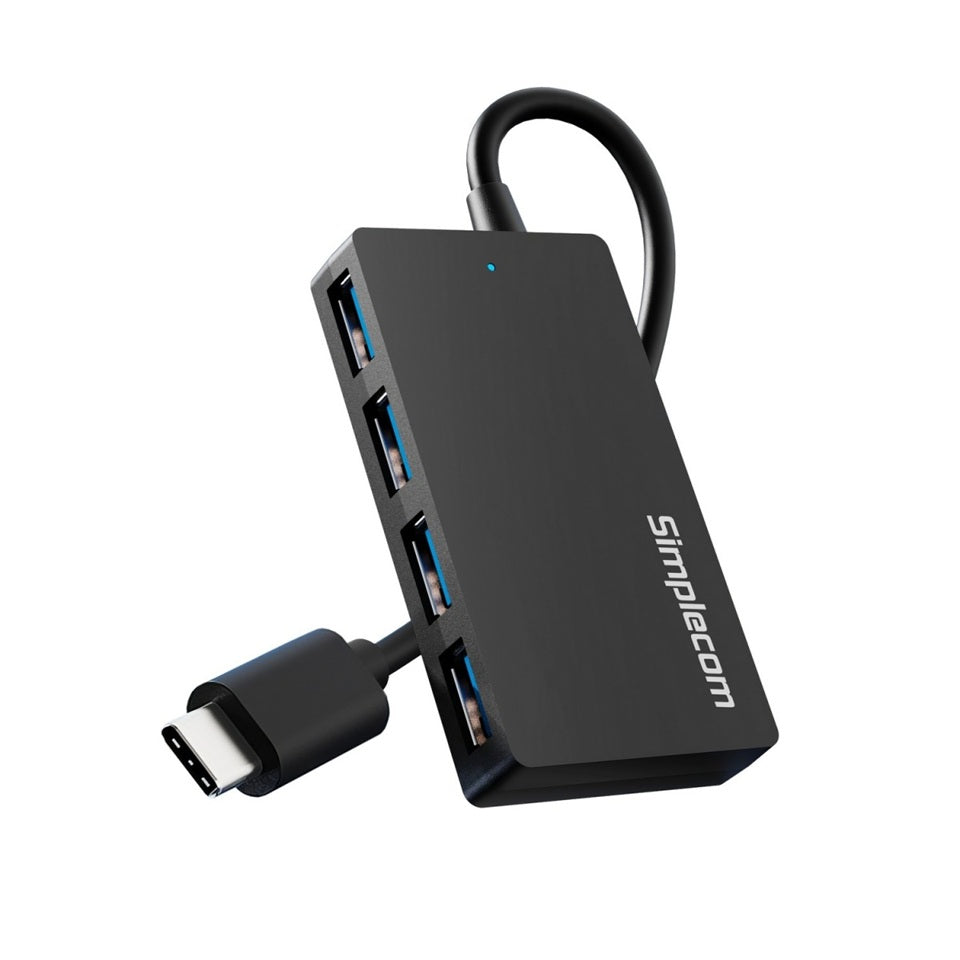 Simplecom CH352 USB-A to 4xPort SuperSpeed USB 3.2 Gen1, 5Gbps, plug  play, bus-powered, ABS, 76×41×11mm, 35g, 15cm cable, Win/macOS/Linux compatible