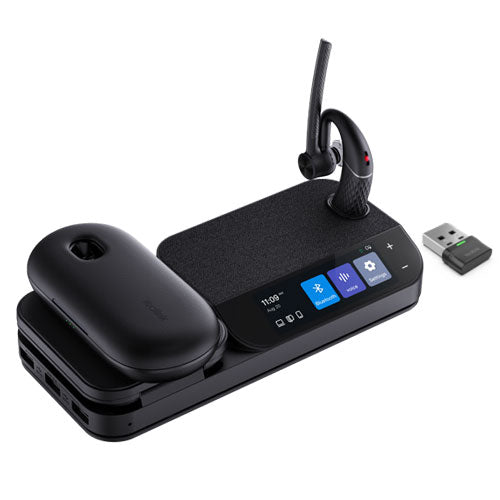 Yealink BH71 Bluetooth Wireless Mono Headset, BHB710 Workstation w/ 3" Colour Touch screen  Carry Case (+20hrs), Qi Wireless Charging,3 Size Ear Plug