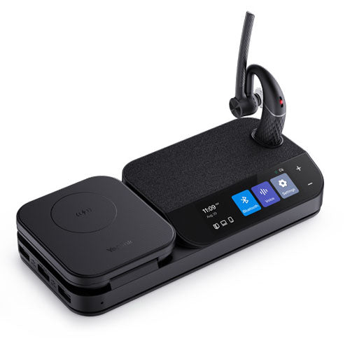 Yealink BH71 Bluetooth Wireless Mono Headset, BHB710 Workstation w/ 3" Colour Touch screen, Qi Wireless Charging, 10H Talk Time, 3 Size Ear Plugs