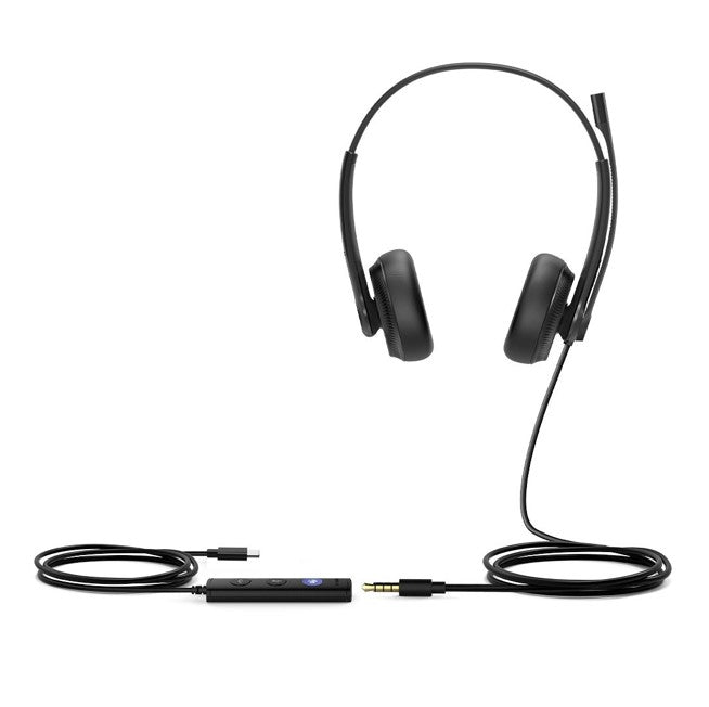 Yealink TEAMS-UH34SE-D-C  Teams Certified Wideband Noise Cancelling Headset,USB-C and 3.5mm Jack,Leather Ear Piece,Controller with Teams Button,Stereo