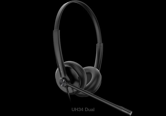 Yealink UH34 Dual Ear Wideband Noise Cancelling Microphone - USB Connection, Leather Ear Cushions, Designed for Microsoft Teams