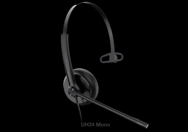 Yealink UH34 Mono Wideband Noise Cancelling Microphone - USB Connection, Leather Ear Cushions, Designed for Microsoft Teams