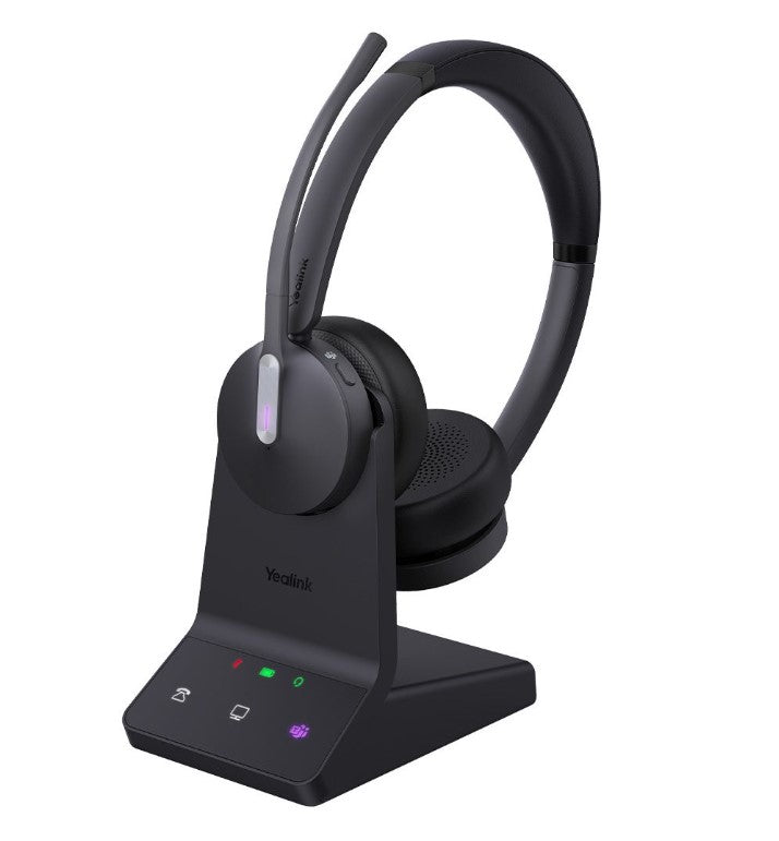 Yealink WH64 Dual Teams DECT Wireless Headset, DECT  Bluetooth Hybrid Wireless Technology, Busylight, 3-Mic Noise Cancellation, Plug  Play