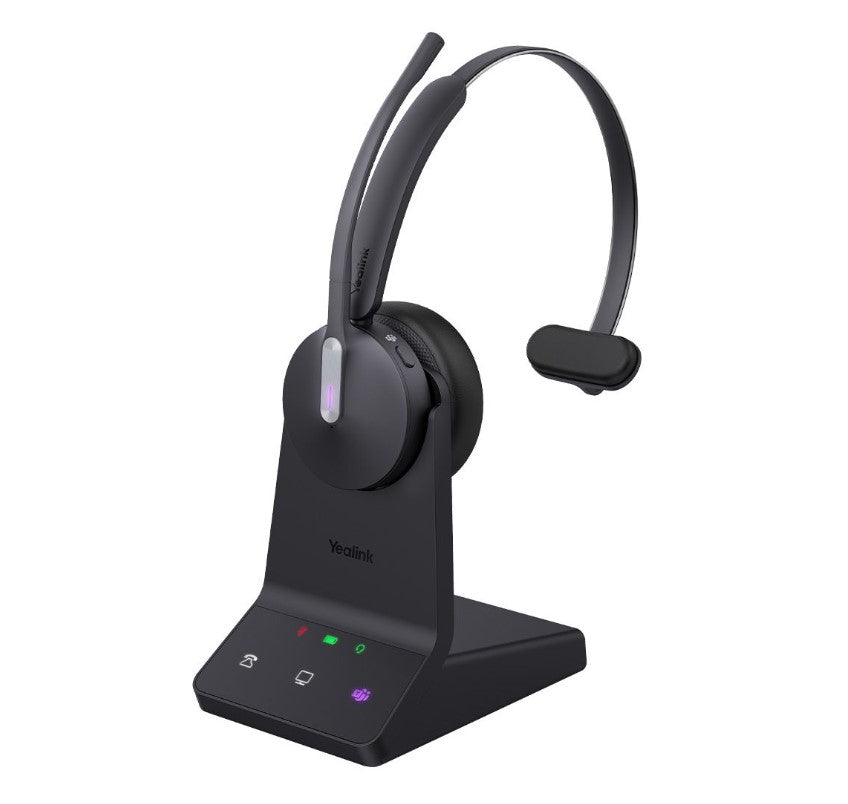 Yealink WH64 Mono UC DECT Wireless Headset, DECT  Bluetooth Hybrid Wireless Technology, 3-Mic Noise Cancellation, UC Certified, Plug  Play