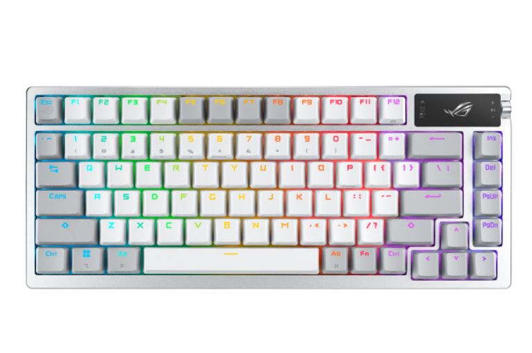 ASUS ROG AZOTH/PBT/WHT  (Snow Switch) Gaming Keyboard, OLED Display, NX Snow Switch, 75 Keys, Tri-mode Connection, White