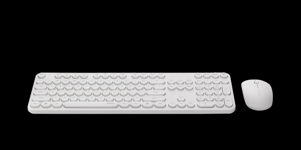 RAPOO X260S Wireless Optical Mouse  Keyboard Black - 2.4G Connection, 10M Range, Spill-Resistant, Retro Style Round Key Cap, 1000DPI - White By order