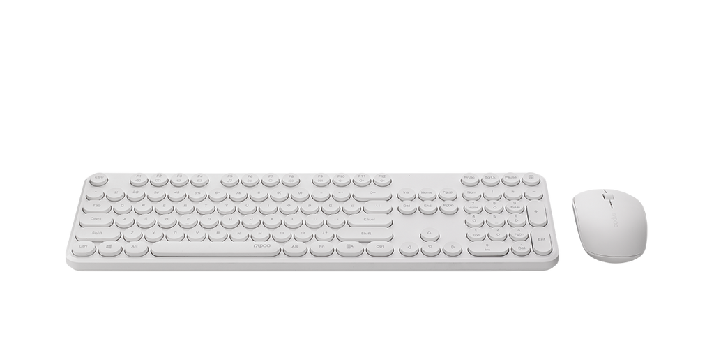 RAPOO X260S Wireless Optical Mouse  Keyboard Black - 2.4G Connection, 10M Range, Spill-Resistant, Retro Style Round Key Cap, 1000DPI - White By order