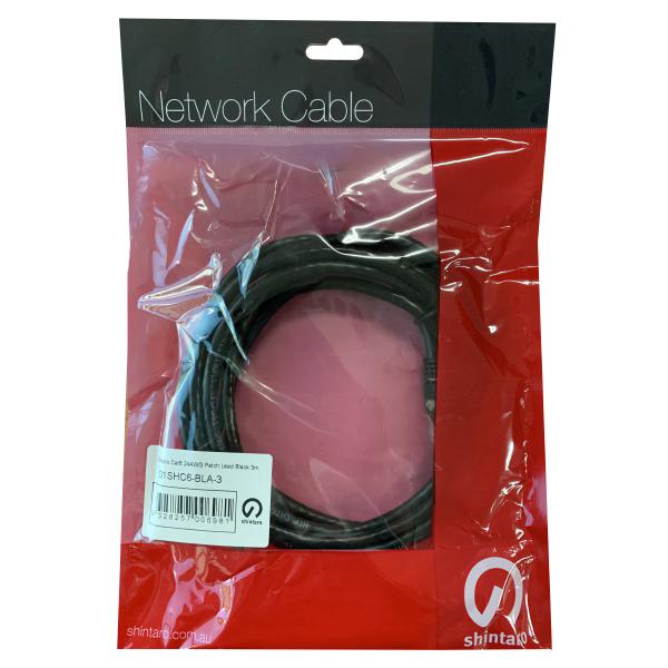 Shintaro Cat6 24 AWG Patch Lead Black 5m - High Quality Ethernet Cable for Wired Networks