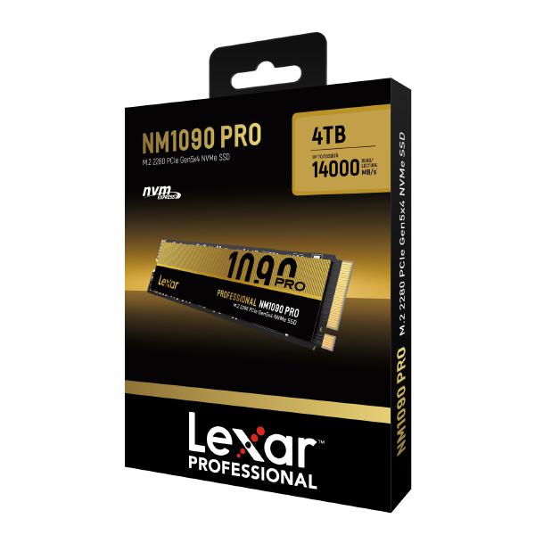 Lexar 4TB NM1090 PRO M.2 2280 PCIe Gen 5x4 NVMe SSD Up to 14000MB/s Read, 10000MB/s Write, DRAM- Based, 5Year Limited Warranty