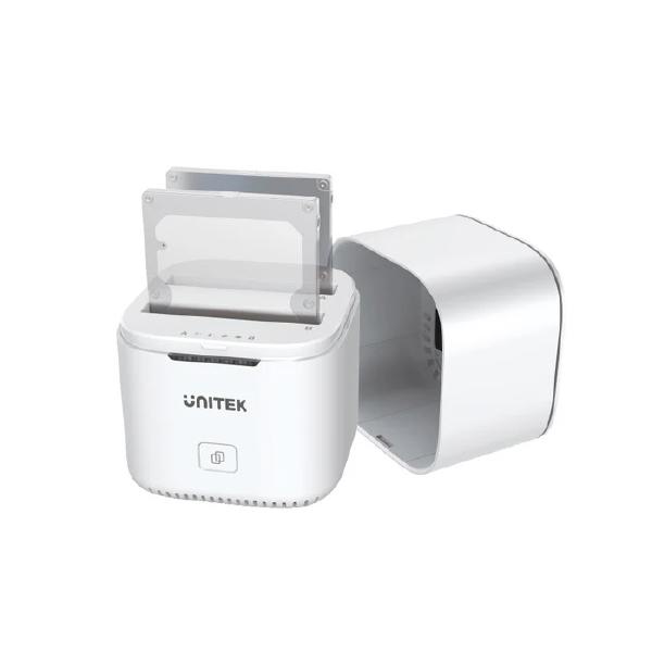 Unitek USB-C to 2.5&quot; Dual SATA 6G Hard Disk Docking Station with Offline Clone, AU 5V2A Power Adapter, White