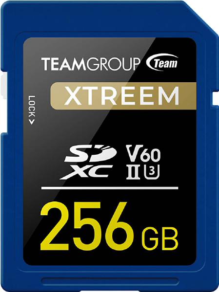 Team Group XTREEM SDXC Memory Card 256GB, R/W (Max) 250MB/s 120MB/s, V60, UHS-II U3