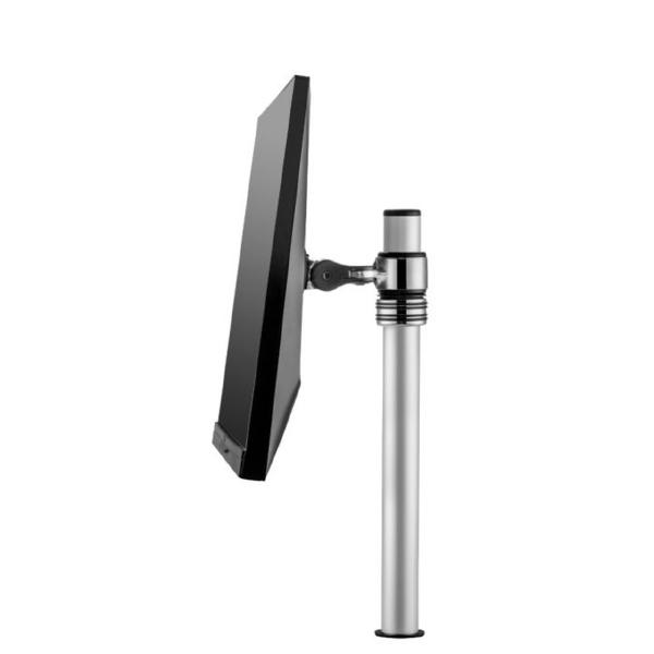 Atdec Single Monitor Short Arm Mount on Post. Max load: 8kg. VESA up to 100x100. Polished Silver.