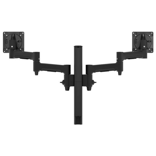 Atdec AWMS-2-4640 Dual Monitor Swing Arms on 400mm Post. Max load: 12kg (flat), 10kg (curved), Bolt-Through Desk Fixing, VESA up to 100x100. Black.