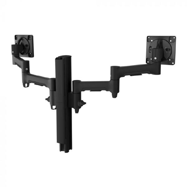 Atdec AWMS-2-4640 Dual Monitor Swing Arms on 400mm Post. Max Load: 12kg (flat), 10kg (curved), Grommet Desk Fixing, VESA up to 100x100. Black.