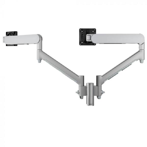 Atdec AWMS-2-D13 Dual Dynamic Monitor Arms on 135mm Post. Max Load: 8kg, C-Clamp Desk Fixing, VESA up to 100x100. Silver.