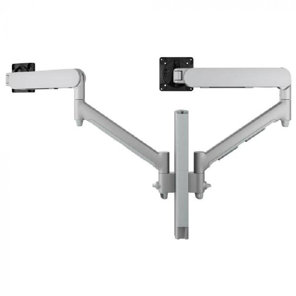 Atdec AWMS-2-D40 Dual Dynamic Monitor Arms on 400mm Post. Max Load: 8kg, F-Clamp Desk Fixing, VESA up to 100x100. Silver.