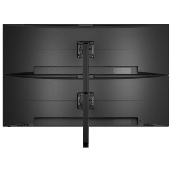 Atdec AWMS-2-LTHT75 Heavy Duty Dual Mount with 750mm Post. 18kg Flat Screens, 12kg Curved Screens, Grommet Clamp Desk Fixing, Black
