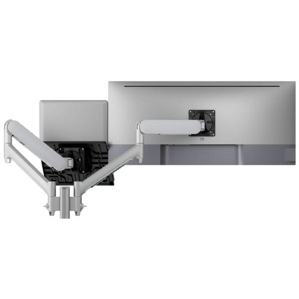Atdec AWMS-2-ND13 Laptop-Monitor Combo Mount on 135mm Post. Max Load: 8kg,  F-Clamp Desk Fixing, VESA up to 100x100. Silver