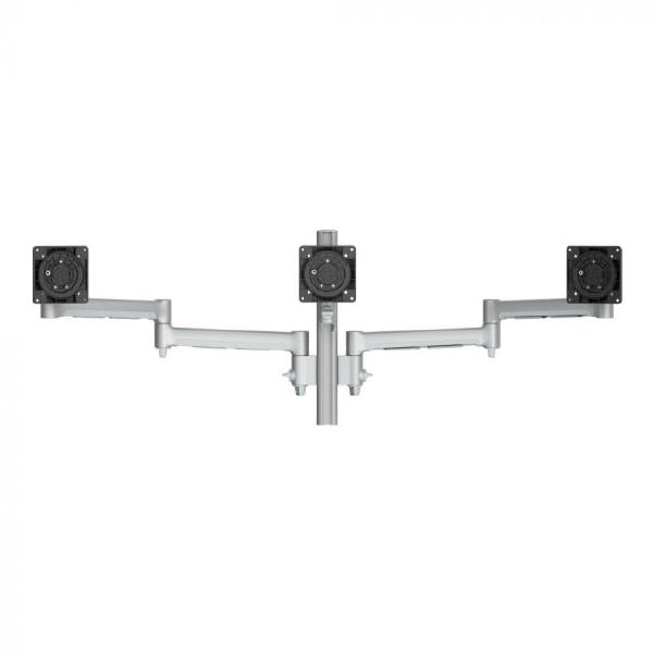 Atdec AWMS-3-13714 Triple Monitor Arms + 400mm Post / 12kg (26.5lb) Flat Screens, 10kg (22lb) Curved Screens + F Clamp Desk Fixing, Silver