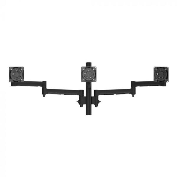 Atdec AWMS-3-13714 Triple Monitor Arms + 400mm Post / 12kg (26.5lb) Flat Screens, 10kg (22lb) Curved Screens + Grommet Clamp Desk Fixing, Black