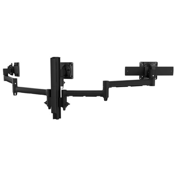 Atdec AWMS-3-137S4 Triple Monitor Arms with Sliders on 400mm Post. Grommet Clamp Desk Fixing, VESA up to 100x100, Black