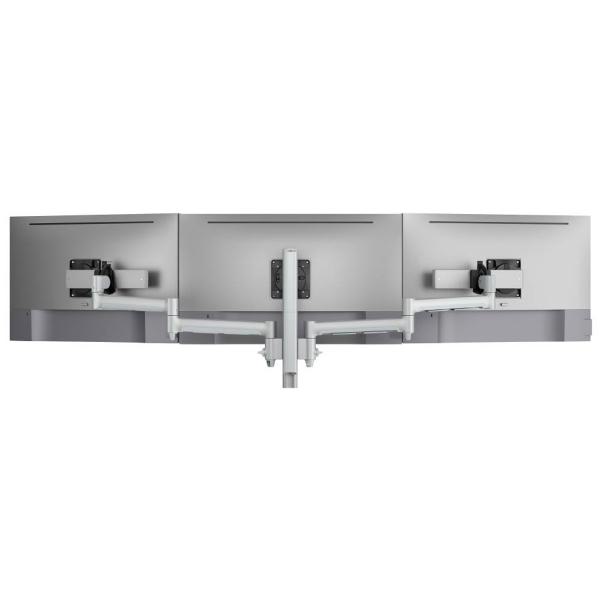 Atdec AWMS-3-137S4 Triple Monitor Arms with Sliders on 400mm Post. Heavy Duty F-Clamp Desk Fixing, VESA up to 100x100, Silver