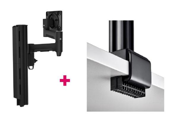 Atdec AWMS-4640 Single 18&quot; Monitor Arm on 15.7&quot; Post and C Clamp Desk Fixing, Black