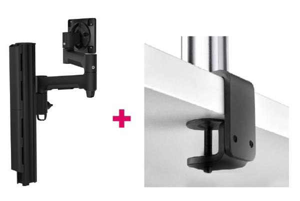 Atdec AWMS-4640 Single 18&quot; Monitor Arm on 15.7&quot; Post and F Clamp Desk Fixing, Black