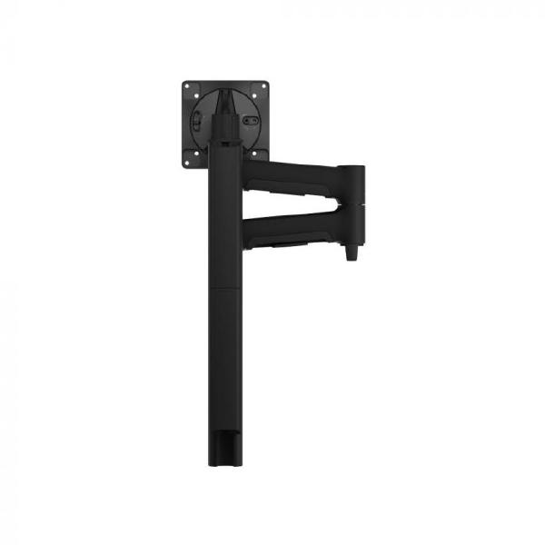 Atdec AWMS-4640 Single 460mm Monitor Arm + 400mm Post / 12kg (26.5lb) Flat Screen, 10kg (22lb) Curved Screen + Grommet Clamp Desk Fixing, Black