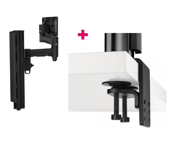 Atdec AWMS-4640 Single 18&quot; Monitor Arm on 15.7&quot; Post and Heavy-Duty F Clamp Desk Fixing, Black