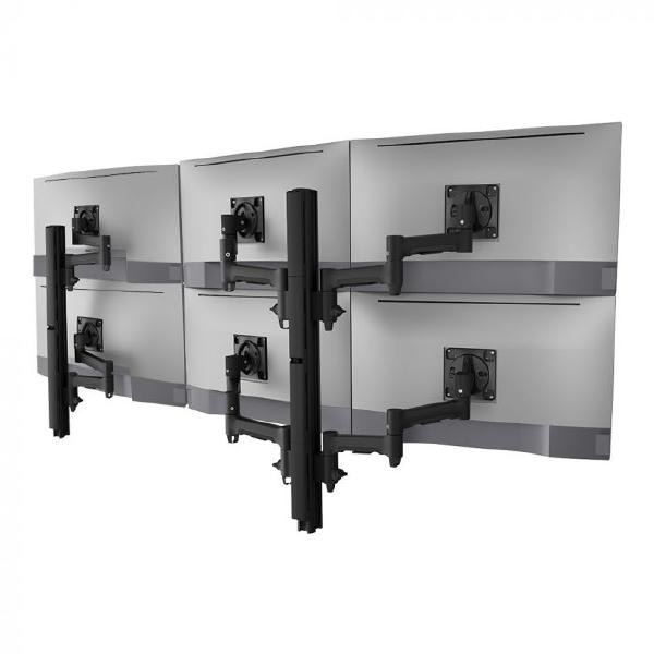 Atdec AWMS-6-46275 Hex Mount With Two Posts, Heavy Duty F-Clamp, Black