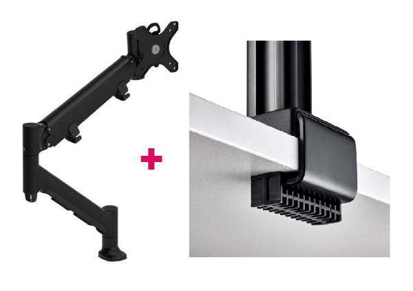 Atdec AWMS-HXB Heavy Duty 23.5&quot; Dynamic Monitor Arm and C Clamp Desk Fixing, Black