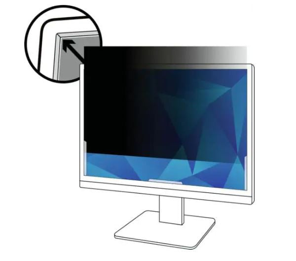 3M Privacy Filter for 23.6" Monitor with Adhesive Strips and Slide Mounts, 16:9