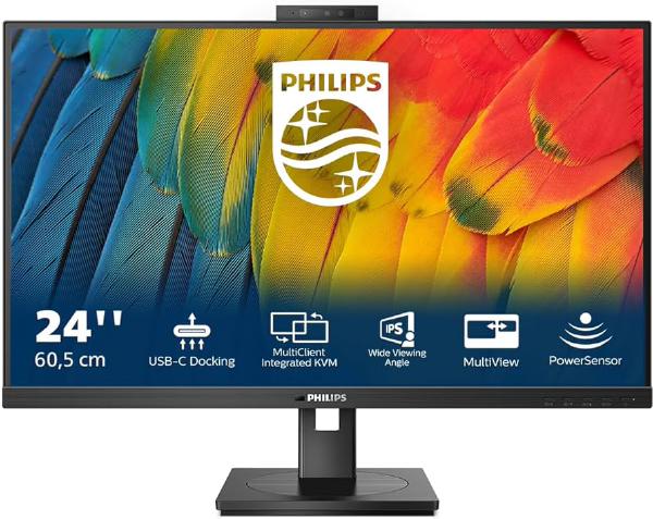 Philips 24B1U5301H 24" 16:9, FHD 1920x1080 IPS Business Monitor, HDMI, DP, 90W USB-C/PD, Docking, RJ45, USBHub, SPEAKERS, 5MP Webcam, DP Out, EX DEMO